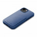 Mujjo Full Leather MagSafe Wallet Case - премиум кожен (естествена кожа) кейс с MagSafe за iPhone 15, iPhone 14, iPhone 13 (син) 6
