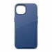 Mujjo Full Leather MagSafe Wallet Case - премиум кожен (естествена кожа) кейс с MagSafe за iPhone 15, iPhone 14, iPhone 13 (син) 2