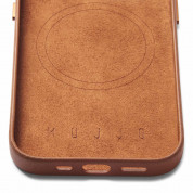 Mujjo Full Leather MagSafe Wallet Case - премиум кожен (естествена кожа) кейс с MagSafe за iPhone 15 Plus, iPhone 14 Plus (кафяв) 6
