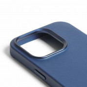 Mujjo Full Leather MagSafe Case - премиум кожен (естествена кожа) кейс с MagSafe за iPhone 15 Pro (син) 9