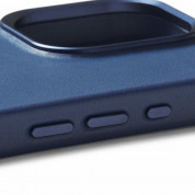 Mujjo Full Leather MagSafe Case - премиум кожен (естествена кожа) кейс с MagSafe за iPhone 15 Pro (син) 6