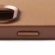 Mujjo Full Leather MagSafe Case - премиум кожен (естествена кожа) кейс с MagSafe за iPhone 15 Pro (кафяв) 7