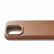 Mujjo Full Leather MagSafe Case - премиум кожен (естествена кожа) кейс с MagSafe за iPhone 15 Pro (кафяв) 2