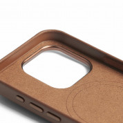 Mujjo Full Leather MagSafe Case - премиум кожен (естествена кожа) кейс с MagSafe за iPhone 15 Pro (кафяв) 10