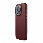 Mujjo Full Leather MagSafe Case - премиум кожен (естествена кожа) кейс с MagSafe за iPhone 15 Pro (червен)