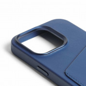 Mujjo Full Leather MagSafe Wallet Case - премиум кожен (естествена кожа) кейс с MagSafe за iPhone 15 Pro (син) 10