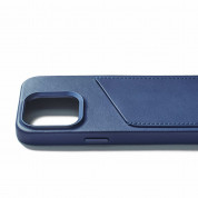 Mujjo Full Leather MagSafe Wallet Case - премиум кожен (естествена кожа) кейс с MagSafe за iPhone 15 Pro (син) 3