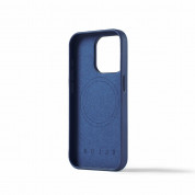Mujjo Full Leather MagSafe Wallet Case - премиум кожен (естествена кожа) кейс с MagSafe за iPhone 15 Pro (син) 2