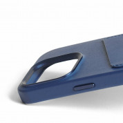 Mujjo Full Leather MagSafe Wallet Case - премиум кожен (естествена кожа) кейс с MagSafe за iPhone 15 Pro (син) 9