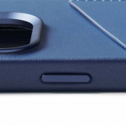 Mujjo Full Leather MagSafe Wallet Case - премиум кожен (естествена кожа) кейс с MagSafe за iPhone 15 Pro (син) 8