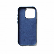 Mujjo Full Leather MagSafe Wallet Case - премиум кожен (естествена кожа) кейс с MagSafe за iPhone 15 Pro (син) 5