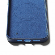 Mujjo Full Leather MagSafe Wallet Case - премиум кожен (естествена кожа) кейс с MagSafe за iPhone 15 Pro (син) 11
