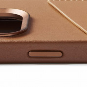 Mujjo Full Leather MagSafe Wallet Case - премиум кожен (естествена кожа) кейс с MagSafe за iPhone 15 Pro (кафяв) 8