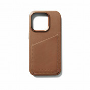 Mujjo Full Leather MagSafe Wallet Case - премиум кожен (естествена кожа) кейс с MagSafe за iPhone 15 Pro (кафяв) 6