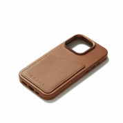 Mujjo Full Leather MagSafe Wallet Case - премиум кожен (естествена кожа) кейс с MagSafe за iPhone 15 Pro (кафяв) 4