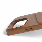 Mujjo Full Leather MagSafe Wallet Case - премиум кожен (естествена кожа) кейс с MagSafe за iPhone 15 Pro (кафяв) 9