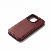 Mujjo Full Leather MagSafe Wallet Case - премиум кожен (естествена кожа) кейс с MagSafe за iPhone 15 Pro (червен) 4