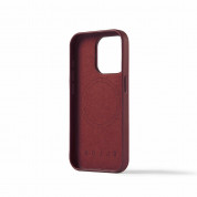 Mujjo Full Leather MagSafe Wallet Case - премиум кожен (естествена кожа) кейс с MagSafe за iPhone 15 Pro (червен) 2