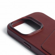 Mujjo Full Leather MagSafe Wallet Case - премиум кожен (естествена кожа) кейс с MagSafe за iPhone 15 Pro (червен) 10