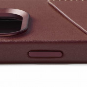 Mujjo Full Leather MagSafe Wallet Case - премиум кожен (естествена кожа) кейс с MagSafe за iPhone 15 Pro (червен) 8