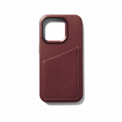 Mujjo Full Leather MagSafe Wallet Case - премиум кожен (естествена кожа) кейс с MagSafe за iPhone 15 Pro (червен) 6