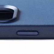 Mujjo Full Leather MagSafe Case - премиум кожен (естествена кожа) кейс с MagSafe за iPhone 15 Pro Max (син) 5