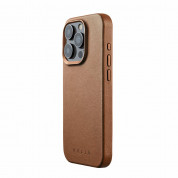 Mujjo Full Leather MagSafe Case - премиум кожен (естествена кожа) кейс с MagSafe за iPhone 15 Pro Max (кафяв)