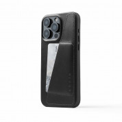 Mujjo Full Leather MagSafe Wallet Case - премиум кожен (естествена кожа) кейс с MagSafe за iPhone 15 Pro Max (черен)