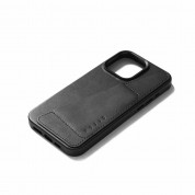 Mujjo Full Leather MagSafe Wallet Case - премиум кожен (естествена кожа) кейс с MagSafe за iPhone 15 Pro Max (черен) 3