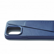 Mujjo Full Leather MagSafe Wallet Case - премиум кожен (естествена кожа) кейс с MagSafe за iPhone 15 Pro Max (син) 2