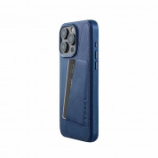 Mujjo Full Leather MagSafe Wallet Case - премиум кожен (естествена кожа) кейс с MagSafe за iPhone 15 Pro Max (син) 1
