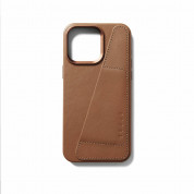 Mujjo Full Leather MagSafe Wallet Case - премиум кожен (естествена кожа) кейс с MagSafe за iPhone 15 Pro Max (кафяв) 5