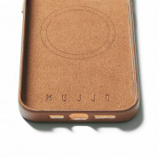 Mujjo Full Leather MagSafe Wallet Case - премиум кожен (естествена кожа) кейс с MagSafe за iPhone 15 Pro Max (кафяв) 6