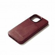 Mujjo Full Leather MagSafe Wallet Case - премиум кожен (естествена кожа) кейс с MagSafe за iPhone 15 Pro Max (червен) 3