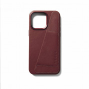 Mujjo Full Leather MagSafe Wallet Case - премиум кожен (естествена кожа) кейс с MagSafe за iPhone 15 Pro Max (червен) 5