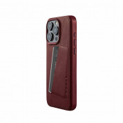 Mujjo Full Leather MagSafe Wallet Case - премиум кожен (естествена кожа) кейс с MagSafe за iPhone 15 Pro Max (червен) 1