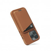 Mujjo MagWallet Leather Card Holder with MagSafe - кожен портфейл (джоб) за прикрепяне към iPhone с MagSafe (тъмнокафяв) 9