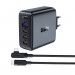 Acefast A37 GaN Fast Wall Charger 100W - захранване за ел. мрежа за лаптопи, смартфони и таблети с 1xUSB-A и 3xUSB-C изходи с технология за бързо зареждане и USB-C кабел  (черен) 1