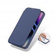Dux Ducis Skin X Pro Magnetic Wallet Case - удароустойчив хибриден кожен кейс с отделение за карти и MagSafe за iPhone 15 Pro Max (син-прозрачен) 6