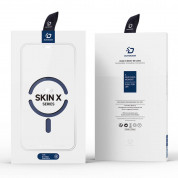 Dux Ducis Skin X Pro Magnetic Wallet Case - удароустойчив хибриден кожен кейс с отделение за карти и MagSafe за iPhone 15 Pro Max (син-прозрачен) 11