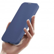 Dux Ducis Skin X Pro Magnetic Wallet Case - удароустойчив хибриден кожен кейс с отделение за карти и MagSafe за iPhone 15 Pro Max (син-прозрачен) 5