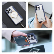 Dux Ducis Skin X Pro Magnetic Wallet Case - удароустойчив хибриден кожен кейс с отделение за карти и MagSafe за iPhone 15 Pro (син-прозрачен) 7