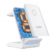 Choetech T608 3-in-1 Wireless Charger 15W - тройна поставка (пад) за безжично зареждане за iPhone, Apple Watch, AirPods и Qi съвместими мобилни устройства (бял) 2