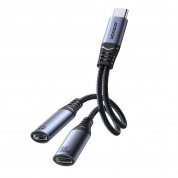 Joyroom USB-C Male to 2xUSB-C Female Audio Adapter DAC - активен USB-C адаптер с 2xUSB-C изхода за устройства с USB-C порт (черен)