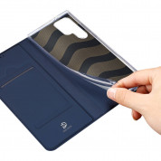Dux Ducis Skin Pro Case - кожен калъф с поставка и отделение за кр. карти за Samsung Galaxy S24 Ultra (тъмносин) 7