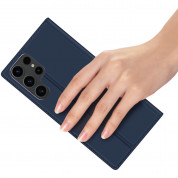 Dux Ducis Skin Pro Case - кожен калъф с поставка и отделение за кр. карти за Samsung Galaxy S24 Ultra (тъмносин) 6