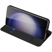 Dux Ducis Skin Pro Case - кожен калъф с поставка и отделение за кр. карти за Samsung Galaxy S24 (черен) 4