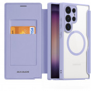 Dux Ducis Skin X Pro Magnetic Wallet Case - удароустойчив хибриден кожен кейс с отделение за карти и MagSafe за Samsung Galaxy S24 Ultra (лилав-прозрачен) 1