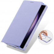 Dux Ducis Skin X Pro Magnetic Wallet Case - удароустойчив хибриден кожен кейс с отделение за карти и MagSafe за Samsung Galaxy S24 Ultra (лилав-прозрачен) 6