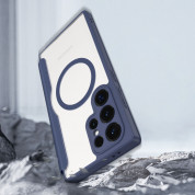 Dux Ducis Skin X Pro Magnetic Wallet Case - удароустойчив хибриден кожен кейс с отделение за карти и MagSafe за Samsung Galaxy S24 Ultra (син-прозрачен) 9